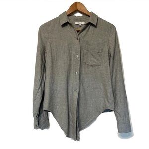Madewell 100% Cotton Flannel Front Button Collared Feathered Gray Long Sleeve